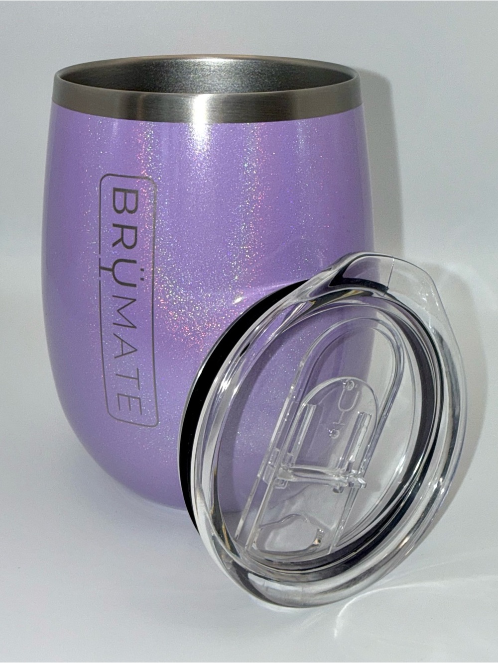 Brumate-Uncork’d-Purple Glitter-14oz-Insulated Wine Tumbler w/ Lid-EUC